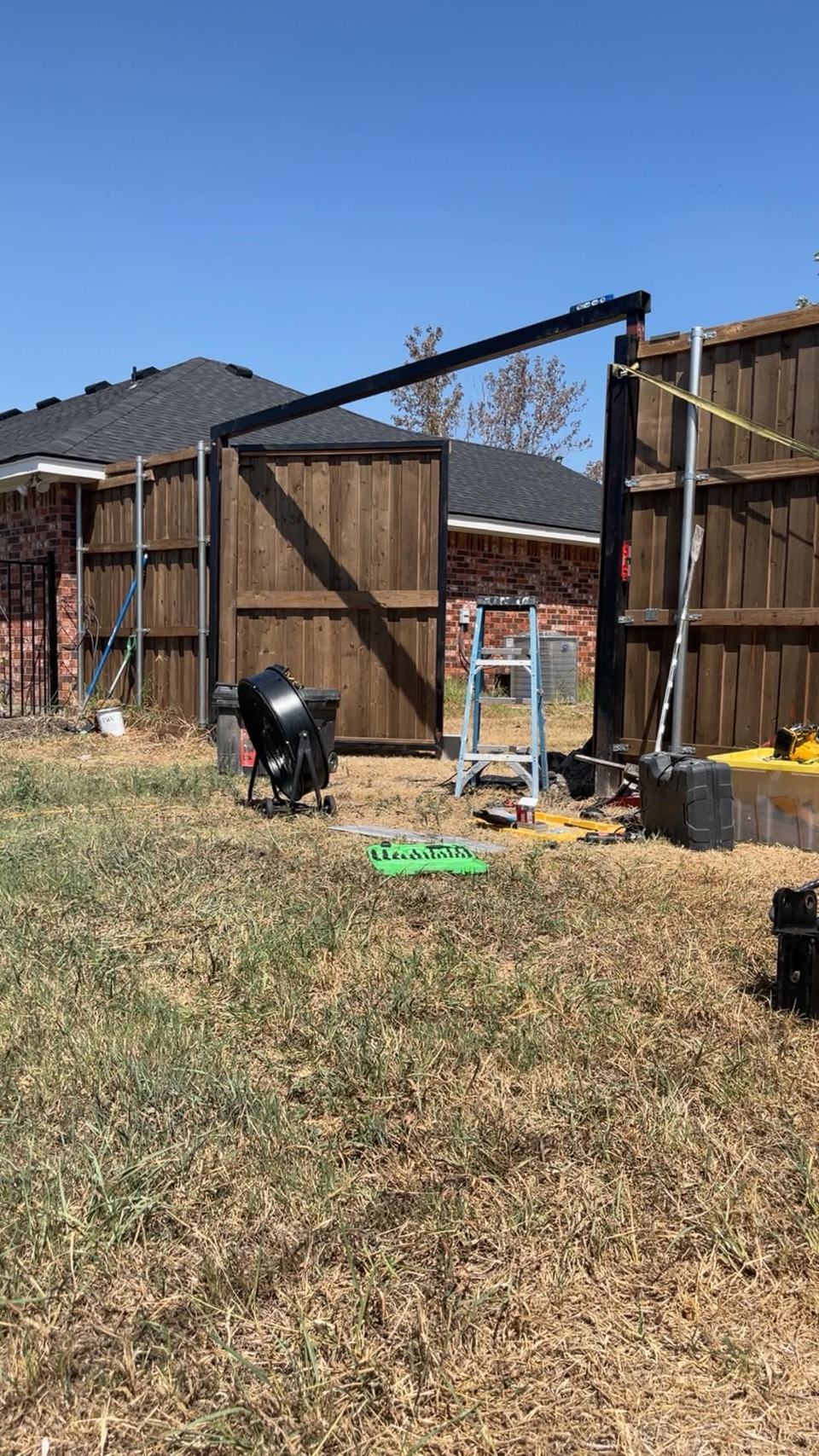 Cedar slide gate going up